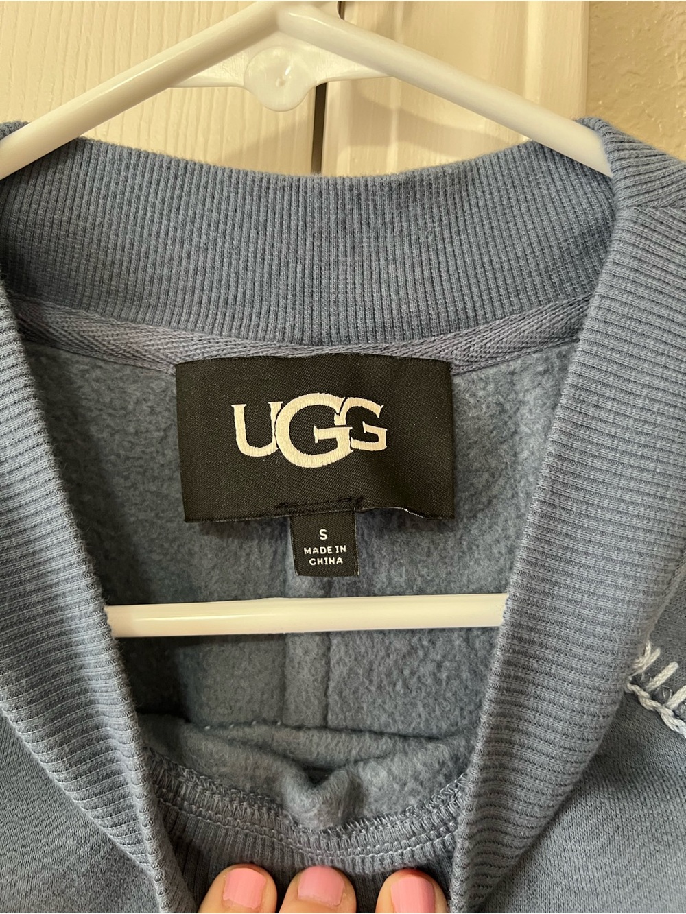 UGG Classic Short Sleeve Cropped Crewneck Sweatshirt Blue Whipstitch Size Small - Picture 4 of 7